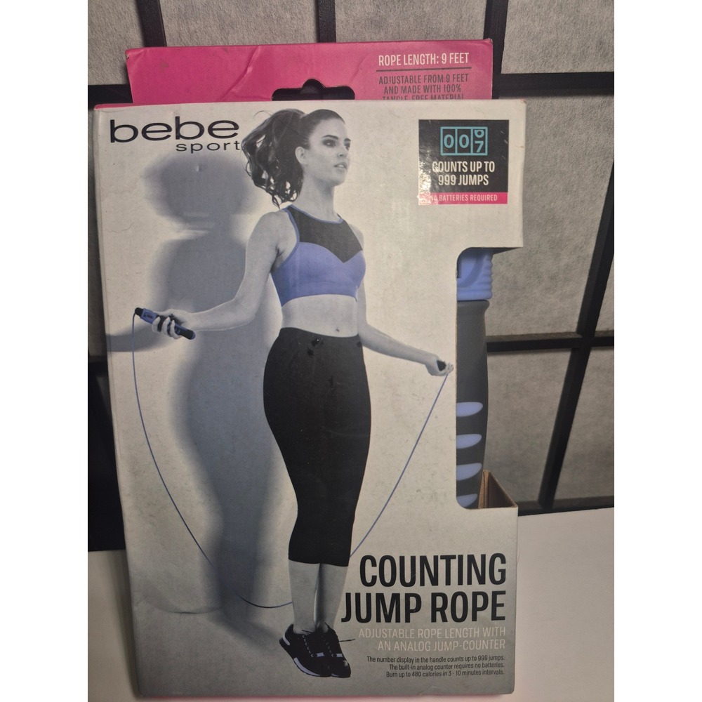 Bebe Sport Counting Jump Rope Purple Black Adjustable 9ft Analog Counter NIB